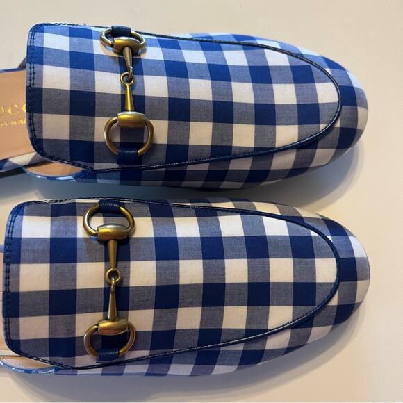 Gucci Princetown Horsebit Loafer Mule Fabric Gingham Checkered NEW  EU 36 US 6 - Picture 5 of 13
